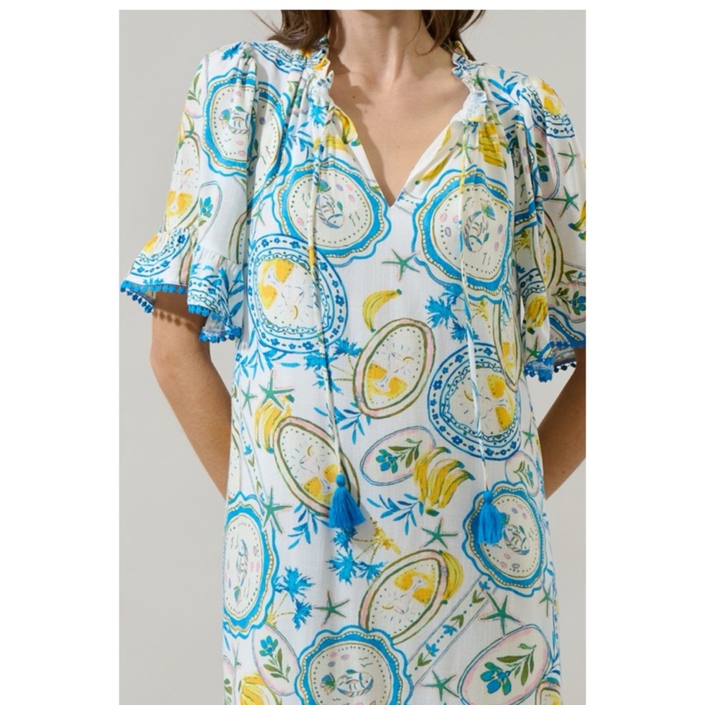 NWT from an LA Boutique  Gorgeous Tropical Cotton Print Mini Dress Sz XS/S Lined